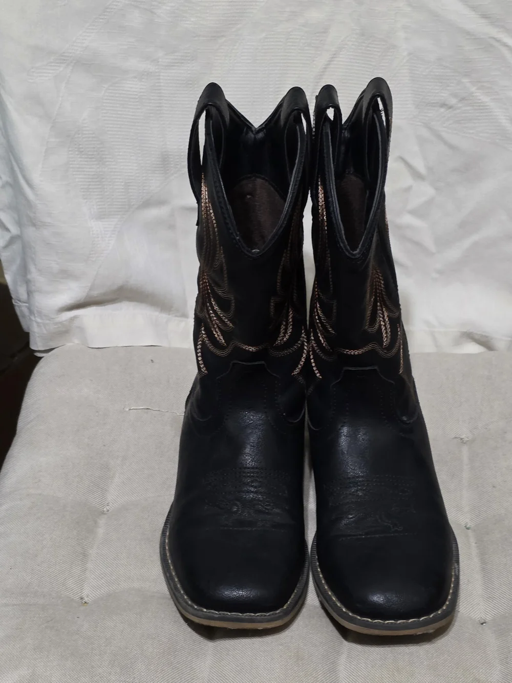 Black Kids Cowboy Boots - Youth Western Riding Boots Used Size 5
